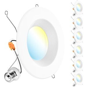 6x Sunco 6" Retrofit LED‎ Recessed Downlights 5CCT 965LM Dimmable 2700K-5000K